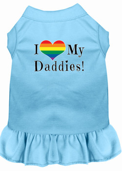 I Heart My Daddies Screen Print Dog Dress - Baby Blue