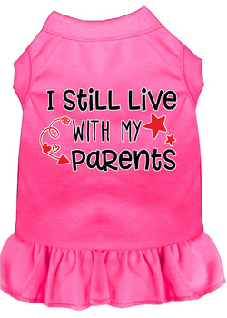 Still Live With My Parents Screen Print Dog Dress - Bright Pink