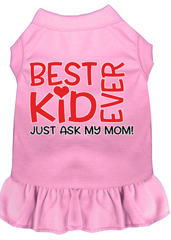 Ask My Mom Screen Print Dog Dress - Light Pink