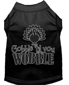 Gobble Til You Wobble Screen Print Dog Shirt - Black