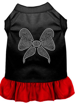 Rhinestone Bow Dresses  - Black With Red