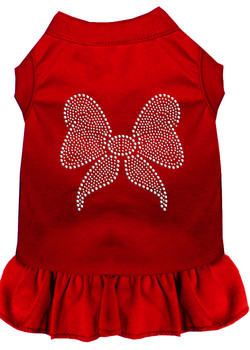 Rhinestone Bow Dress - Red