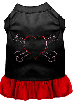 Rhinestone Heart And Crossbones Dress - Black With Red