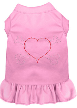 Rhinestone Heart And Crossbones Dress - Light Pink