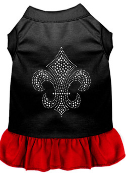 Silver Fleur De Lis Rhinestone Dress - Black With Red