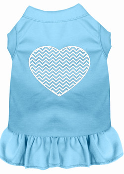 Chevron Heart Screen Print Dress - Baby Blue