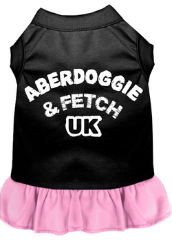 Aberdoggie Uk Screen Print Dog Dress - Black With Light Pink