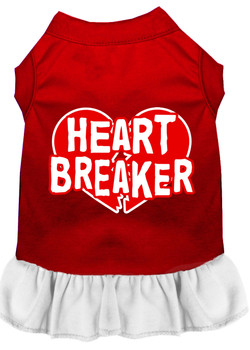 Heart Breaker Screen Print Dress - Red With White