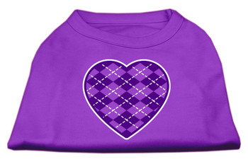 Argyle Heart Purple Screen Print  Dog Shirt - Purple