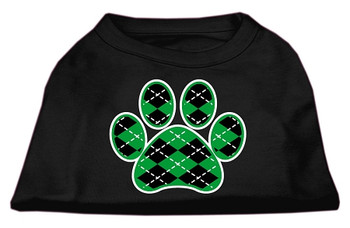 Argyle Paw Green Screen Print  Dog Shirt - Black