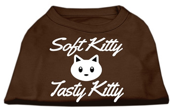 Softy Kitty, Tasty Kitty Screen Print Dog Shirt - Brown