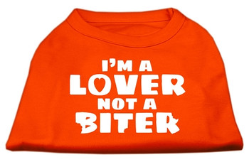 Image of I'm A Lover Not A Biter Screen Printed Dog Shirt - Orange