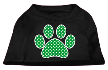 Green Swiss Dot Paw Screen Print Shirt - Black
