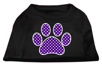 Purple Swiss Dot Paw Screen Print Shirt - Black