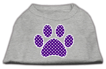 Purple Swiss Dot Paw Screen Print Shirt - Grey