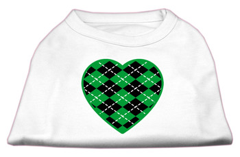 Argyle Heart Green Screen Print Shirt - White