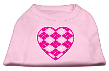 Argyle Heart Pink Screen Print Shirt - Light Pink