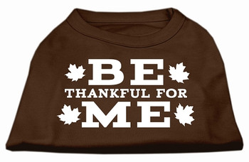 Be Thankful For Me Screen Print Dog Shirt - Brown