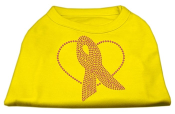 Pink Ribbon Rhinestone Dog Shirt - Yellow