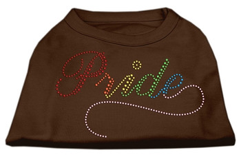 Rainbow Pride Rhinestone Dog Shirt - Brown