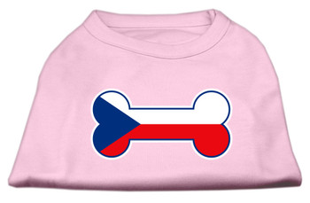 Bone Shaped Czech Republic Flag Screen Print Dog Shirt - Light Pink