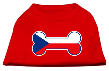 Bone Shaped Czech Republic Flag Screen Print Dog Shirt - Red