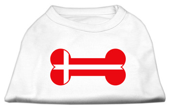 Bone Shaped Denmark Flag Screen Print Dog Shirt - White