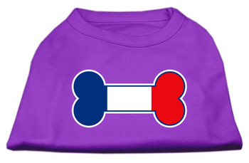 Bone Shaped France Flag Screen Print Dog Shirt - Purple