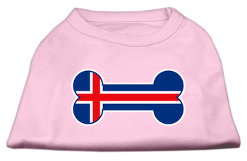 Bone Shaped Iceland Flag Screen Print Dog Shirt - Light Pink