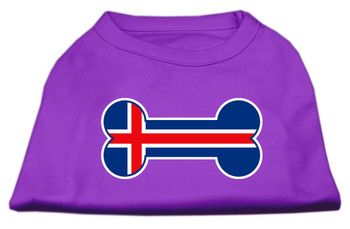 Bone Shaped Iceland Flag Screen Print Dog Shirt - Purple