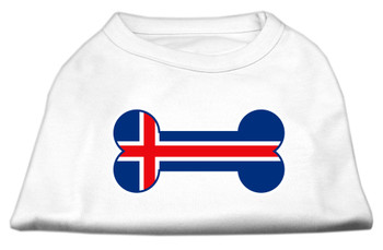 Bone Shaped Iceland Flag Screen Print Dog Shirt - White