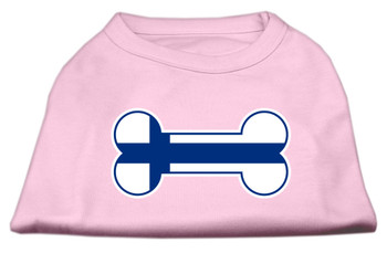 Bone Shaped Finland Flag Screen Print Dog Shirt - Light Pink