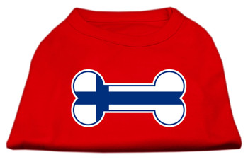 Bone Shaped Finland Flag Screen Print Dog Shirt - Red