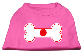 Bone Shaped Japan Flag Screen Print Dog Shirt - Bright Pink