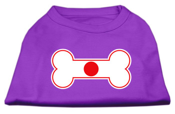 Bone Shaped Japan Flag Screen Print Dog Shirt - Purple