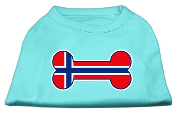 Bone Shaped Norway Flag Screen Print Dog Shirt - Aqua