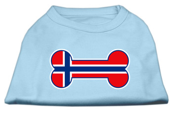 Bone Shaped Norway Flag Screen Print Dog Shirt - Baby Blue