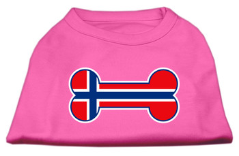 Bone Shaped Norway Flag Screen Print Dog Shirt - Bright Pink