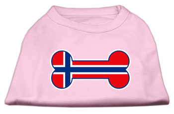 Bone Shaped Norway Flag Screen Print Dog Shirt - Light Pink