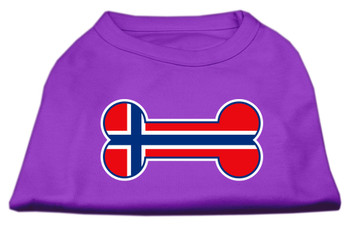 Bone Shaped Norway Flag Screen Print Dog Shirt - Purple