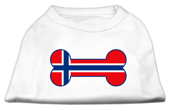 Bone Shaped Norway Flag Screen Print Dog Shirt - White