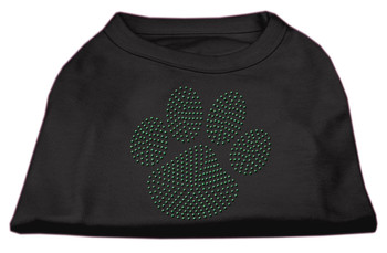 Green Paw Rhinestud Dog Shirt -  Black