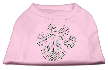 Green Paw Rhinestud Dog Shirt -  Light Pink