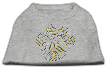 Gold Paw Rhinestud Dog Shirt - Grey