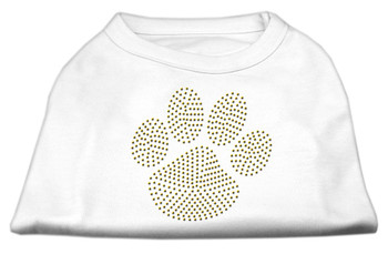 Gold Paw Rhinestud Dog Shirt - White