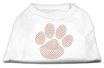 Orange Paw Rhinestud Dog Shirt - White