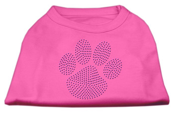 Purple Paw Rhinestud Dog Shirt - Bright Pink