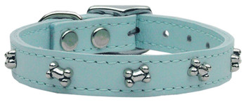 Bone Leather Dog Collar -  Baby Blue