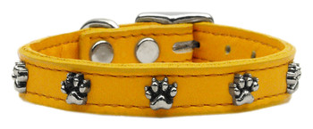 Paw Leather Dog Collar -  Mandarin