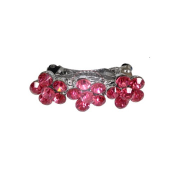 Rhinestone Row of Flowers Dog Hair Barrettes - Pink